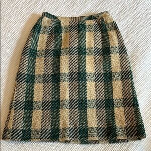 Plaid Green and Cream Women's  vintage Skirt
